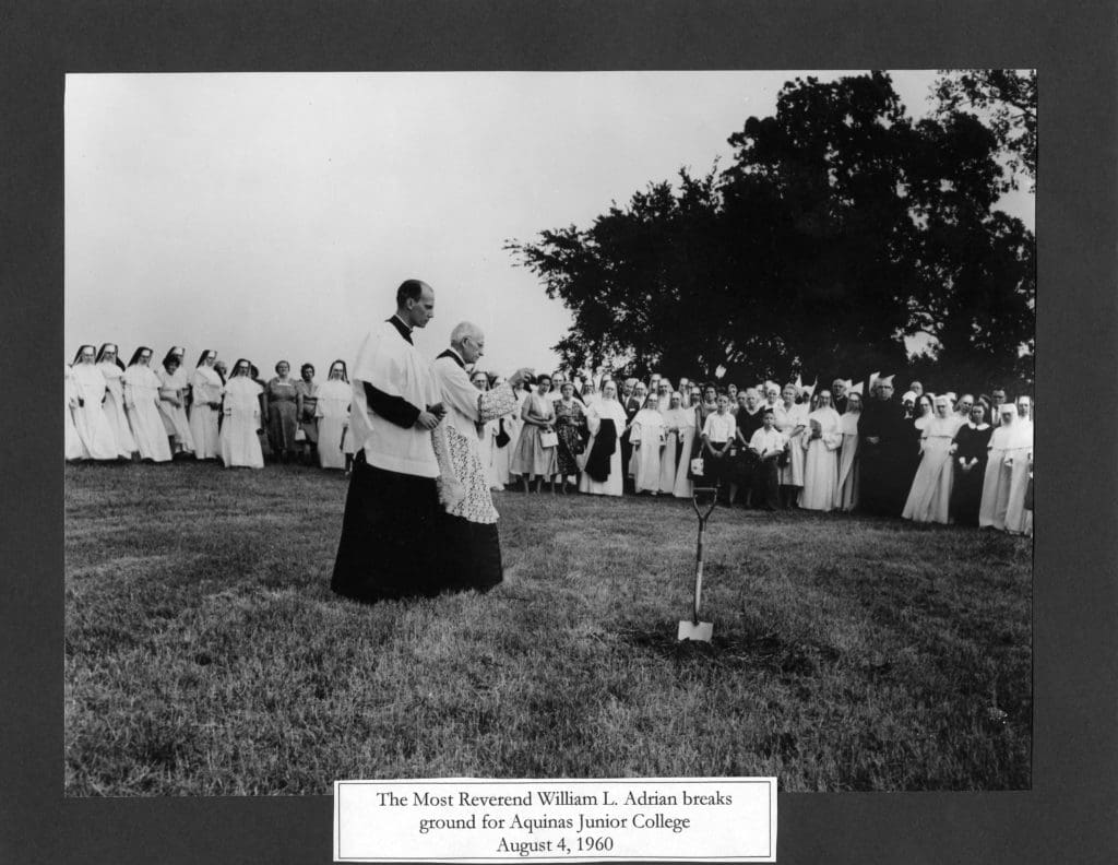 Most Reverent William L. Adrian breaks ground for Aquinas Junior College 1960