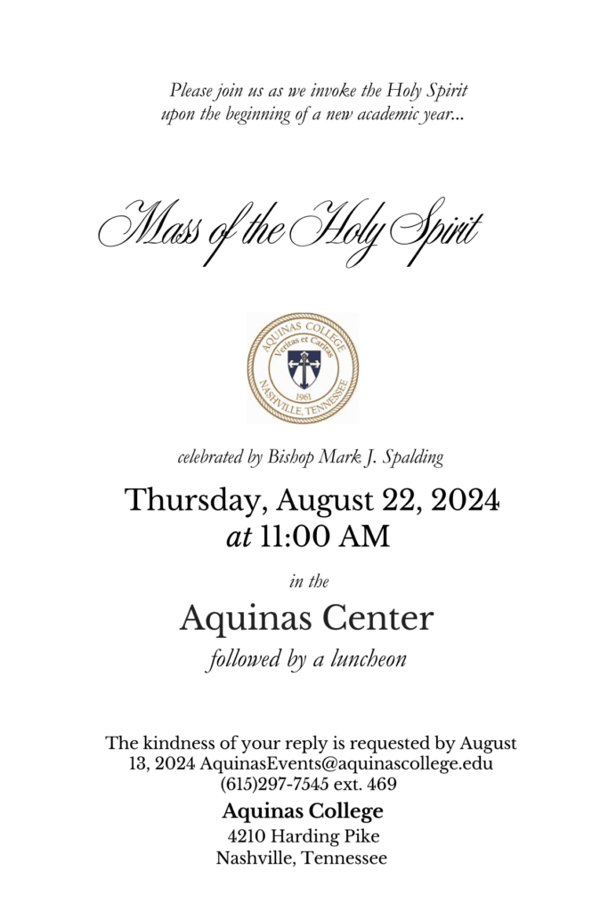 Mass of Holy Spirit 2024 Final Invite — Aquinas College - Nashville ...